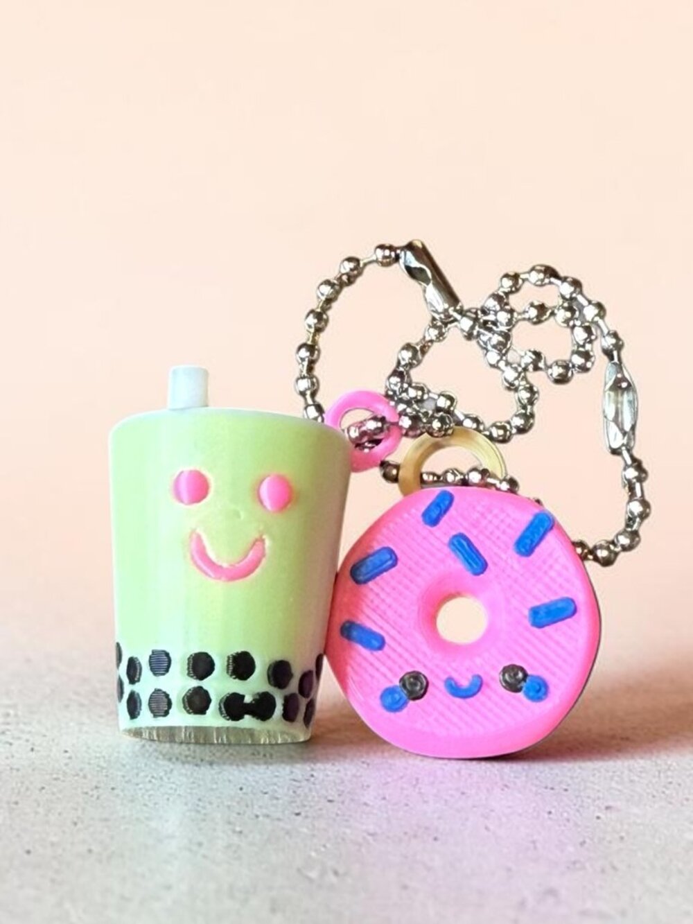 Handmade 3D‑Printed Mini Donut & Mini Boba Bag Charm / Keychain